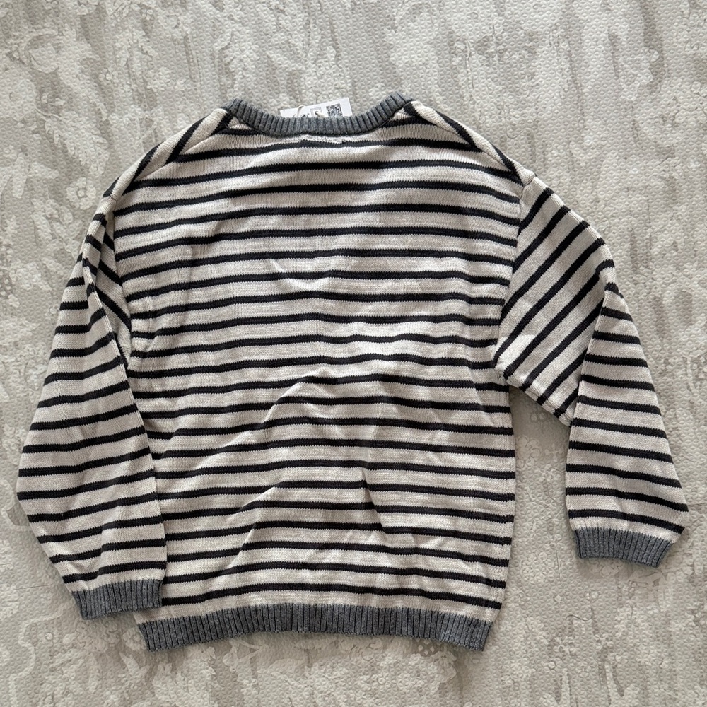 Zara Black and Cream Striped Knit Cardigan size 2-3y - Picture 2 of 2